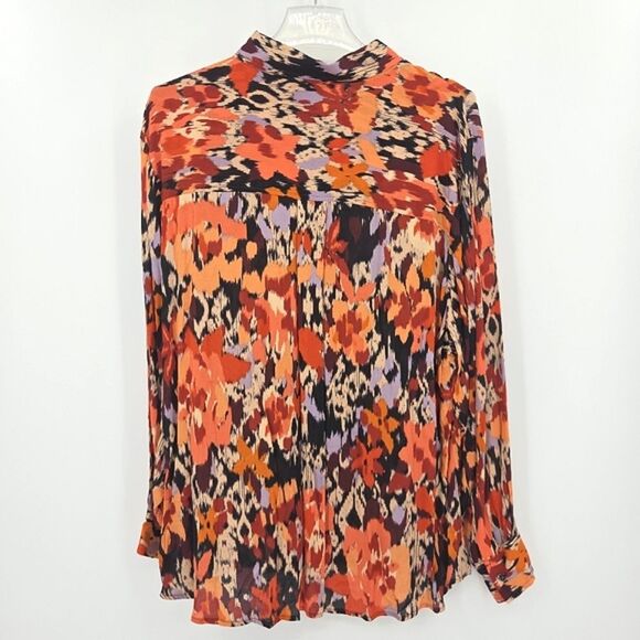 Liverpool Los Angeles 3X Button Up Down Shirt Orange Floral Office Work Business - Picture 3 of 8